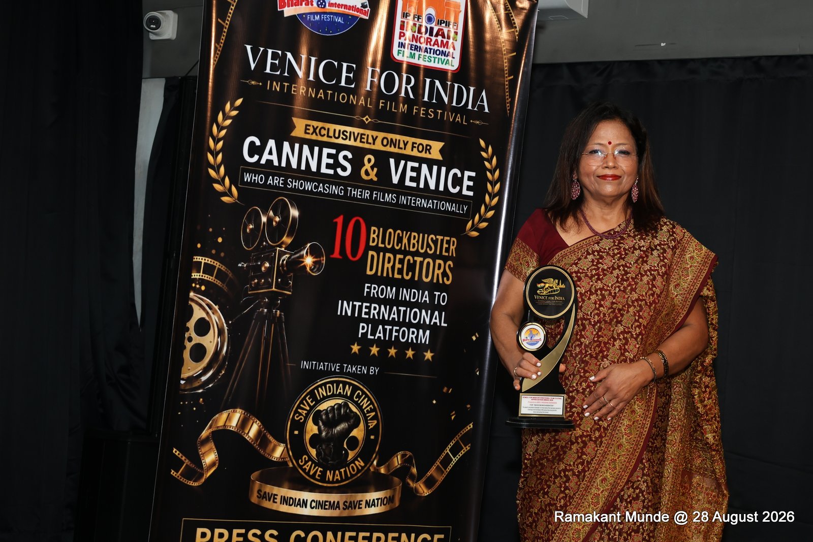 Krishna Sainanee celebrating Venice for India Award